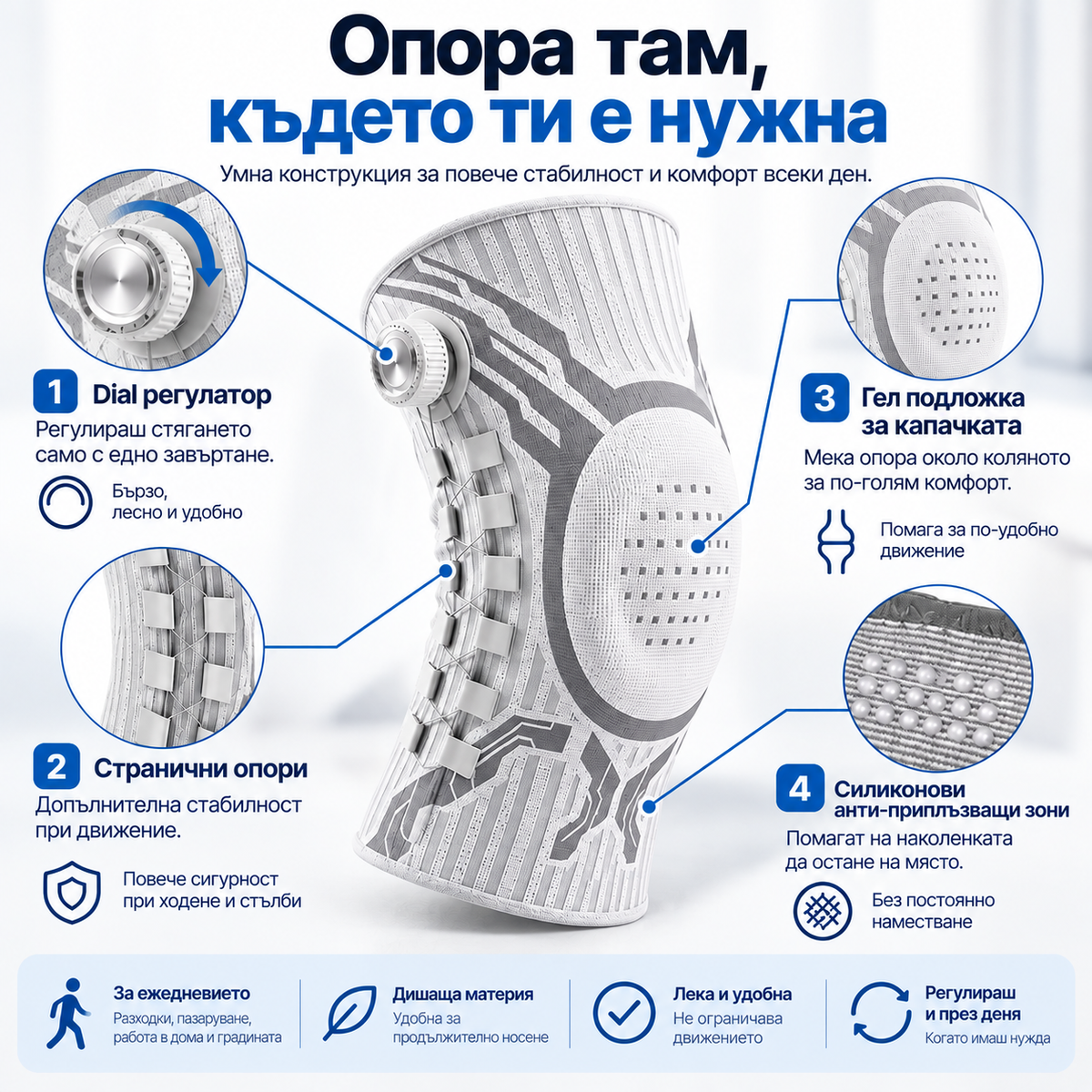 FlexiKnee™ — наколенка за стабилност и опора